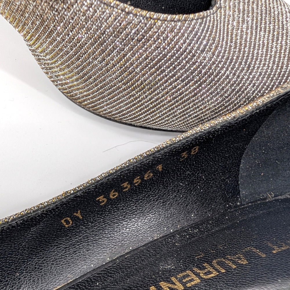 Saint Laurent Metallic Galaxy Glitter Pointed Toe Kitten‎ Heel Charlotte 55  38 - Picture 6 of 8